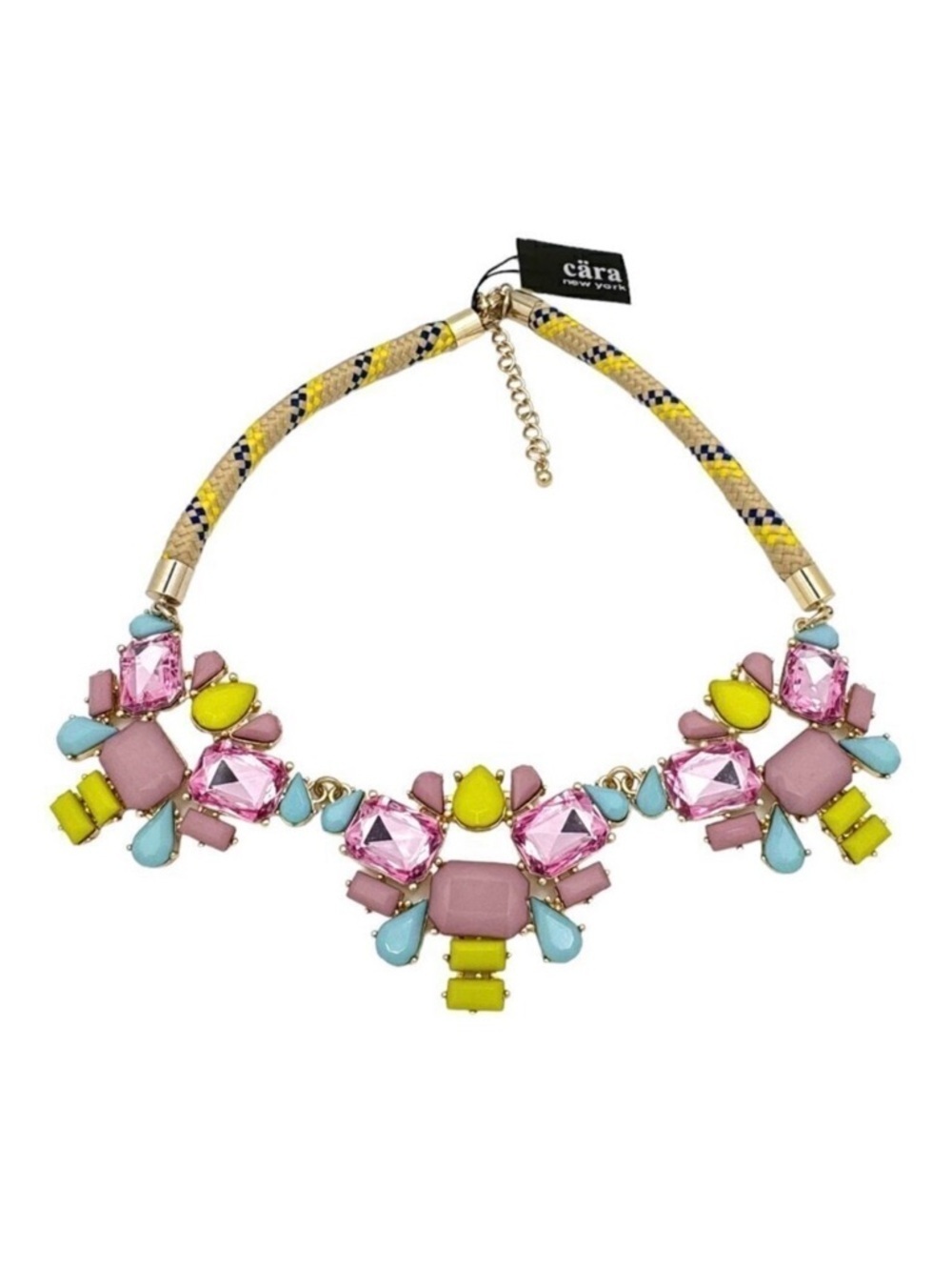 NWT Cara New York Statement Bib Necklace Stone Cluster Pastel Maximalist